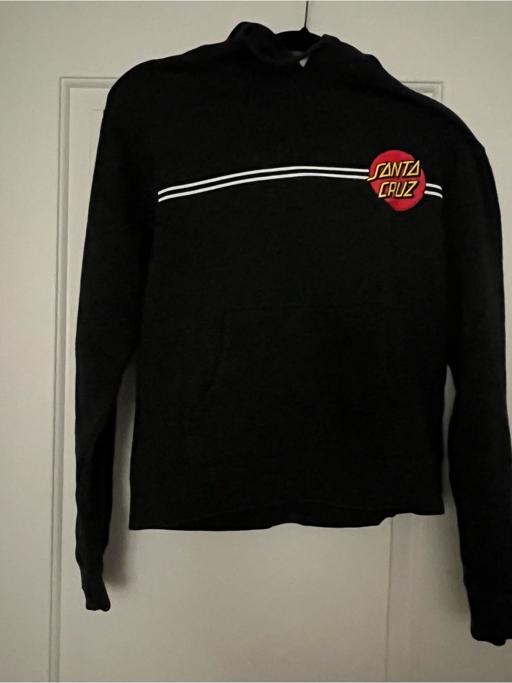 Santa Cruz Skateboards Classic Black Jacket with Red Logo and Silver Stripes